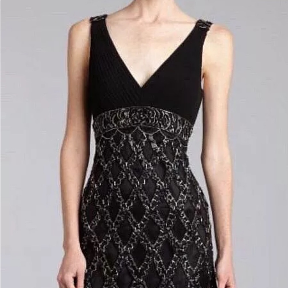 SUE WONG 10 Black Beaded Cocktail Party Formal Evening Dress - Picture 11 of 15